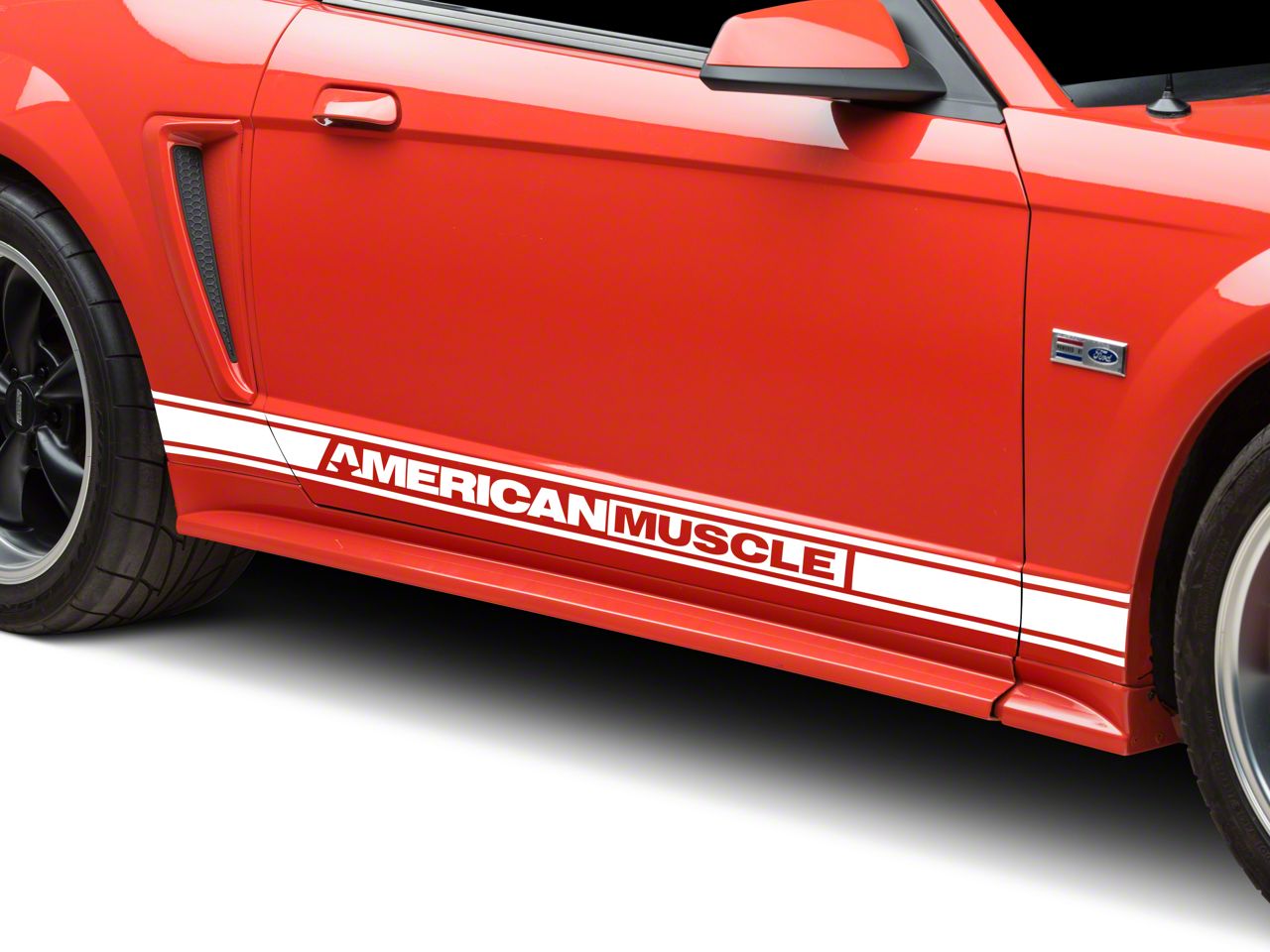 White Rocker Stripes w/ American Muscle (94-04 All) - AmericanMuscle Graphics 26184