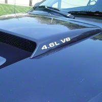 4.6L V8 Hood Scoop Decals - White (79-09 All) - AmericanMuscle Graphics 26198