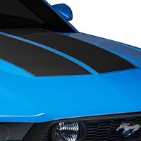 Matte Black Dual Hood Stripe (10-12 All) - AmericanMuscle Graphics 26294