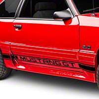 Black Rocker Stripes w/ Mustang GT Lettering (79-93 All)