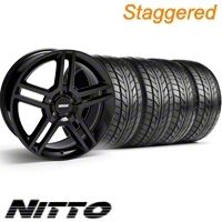 Staggered Black GT500 Wheel & NITTO Tire Kit - 18x9/10 (10-12)