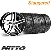 Staggered Black Machined GT500 Wheel & NITTO Tire Kit - 18x9/10 (10-12)