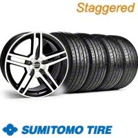 Staggered Black Machined GT500 Wheel & Sumitomo Tire Kit - 19x8.5/10 (10-12)