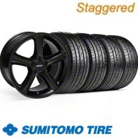 Staggered Black GT Premium Wheel & Sumitomo Tire Kit - 19x8.5/10 (10-12)