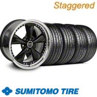 Staggered Black Bullitt Motorsport Wheel & Sumitomo Tire Kit - 20x8.5/10 (10-12)