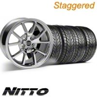 Staggered Chrome FR500 Style Wheel & NITTO Tire Kit - 18x9/10 (10-12)