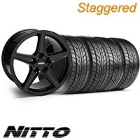 Staggered Black Saleen Wheel & NITTO Tire Kit - 18x9/10 (10-12)