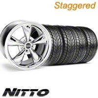 Staggered Chrome Bullitt Wheel & NITTO Tire Kit - 20x8.5/10 (10-12)