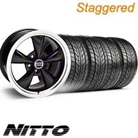 Staggered Black Bullitt Wheel & NITTO Tire Kit - 20x8.5/10 (10-12)