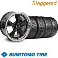 Staggered Black Bullitt Motorsport Wheel & Sumitomo Tire Kit - 18x9/10 (11-12)