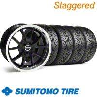 Staggered Black FR500 Style Wheel & Sumitomo Tire Kit - 18x9/10 (11-12)
