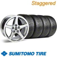 Staggered Chrome Saleen Wheel & Sumitomo Tire Kit - 18x9/10 (11-12)
