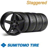 Staggered Black Saleen Wheel & Sumitomo Tire Kit - 18x9/10 (11-12)