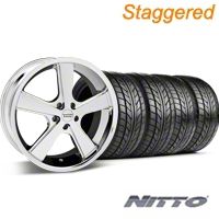Staggered Chrome American Racing Nova Wheel & NITTO Tire Kit - 20x8.5/10 (05-14 GT, V6) - American Racing KIT 27211||27213||76005||76006