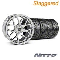 Staggered Chrome AMR Wheel & NITTO Tire Kit - 18x8/9 (99-04 All)