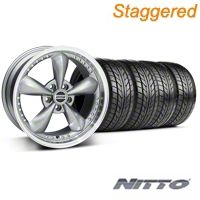 Staggered Anthracite Bullitt Motorsport Wheel & NITTO Tire Kit - 18x9/10 (99-04 All) - AmericanMuscle Wheels KIT10117||10119||76003||76013