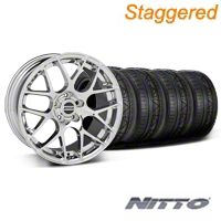 Staggered Chrome AMR Wheel & NITTO Invo Tire Kit - 19x8.5/9.5 (05-13 All)
