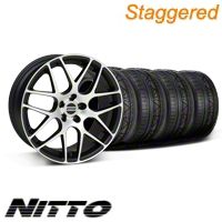 Staggered Matte Black Machined AMR Wheel & NITTO Invo Tire Kit - 19x8.5/9.5 (05-13 All)