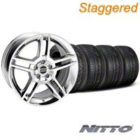 Staggered Chrome 2010 Style GT500 Wheel & NITTO Invo Tire Kit - 19x8.5/10 (05-14 All) - AmericanMuscle Wheels KIT28237||28240||79520||79521