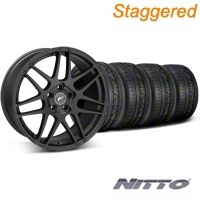 Staggered Black Forgestar F14 Wheel & Nitto Invo Tire Kit - 19x9/10 (05-14 All) - Forgestar KIT||29604||29605||79520||79521