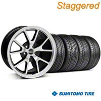 Staggered Black Machined FR500 Wheel & Sumitomo Tire Kit - 17x9/10.5 (99-04 All) - AmericanMuscle Wheels KIT||28380||28381||63000||63003