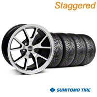 Staggered Black Machined FR500 Wheel & Sumitomo Tire Kit - 18x9/10 (99-04 All) - AmericanMuscle Wheels KIT||28382||28383||63006||63016
