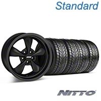 Solid Matte Black Bullitt Deep Dish Wheel & NITTO Tire Kit 18x9 (05-10 GT; 05-14 V6) - AmericanMuscle Wheels KIT||28486||76009