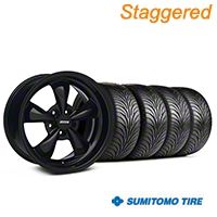 Staggered Solid Black Bullitt Wheel & Sumitomo Tire Kit 18x9/10 (05-10 GT; 05-14 V6) - AmericanMuscle Wheels KIT||28481||28485||63008||63009