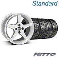Silver 1995 Style Cobra R Wheel & NITTO Tire Kit - 17x9 (87-93; Excludes 93 Cobra) - AmericanMuscle Wheels KIT||28377||76004