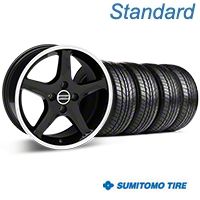 Black w/ Machined Lip 1995 Style Cobra R Wheel & Sumitomo All Season Tire Kit- 17x8 (87-93; Excludes 93 Cobra) - AmericanMuscle Wheels KIT||28313||63033