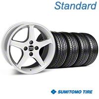 Silver 1995 Style Cobra R Wheel & Sumitomo All Season Tire Kit - 17x8 (87-93; Excludes 93 Cobra) - AmericanMuscle Wheels KIT||28314||63033