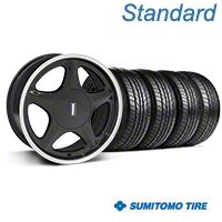 Black w/Machined Lip Pony Style Wheel & Sumitomo All Season Tire Kit- 17x8 (87-93; Excludes 93 Cobra) - AmericanMuscle Wheels KIT||99377||63033
