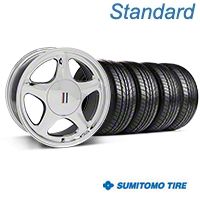 Chrome Pony Style Wheel & Sumitomo All Season Tire Kit- 17x8 (87-93; Excludes 93 Cobra) - AmericanMuscle Wheels KIT||99379||63033