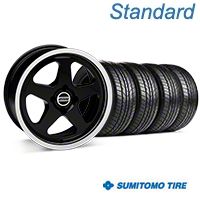 Black SC Style Wheel & Sumitomo All Season Tire Kit- 17x8 (87-93; Excludes 93 Cobra) - AmericanMuscle Wheels KIT||10090||63033