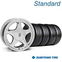 Chrome Pony Style Wheel & Sumitomo All Season Tire Kit- 17x9 (87-93; Excludes 93 Cobra) - AmericanMuscle Wheels KIT||99382||63033