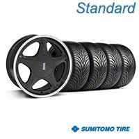 Black w/Machined Lip Pony Style Wheel & Sumitomo Tire Kit- 17x8 (87-93; Excludes 93 Cobra) - AmericanMuscle Wheels KIT||99377||63010