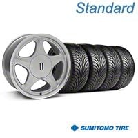 Silver w/Machined Lip Pony Style Wheel & Sumitomo Tire- 17x8 (87-93; Excludes 93 Cobra) - AmericanMuscle Wheels KIT||99378||63010