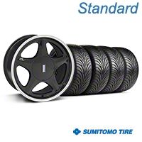 Black w/Machined Lip Pony Style Wheel & Sumitomo Tire Kit- 17x9 (87-93; Excludes 93 Cobra) - AmericanMuscle Wheels KIT||99380||63010