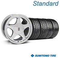 Chrome Pony Style Wheel & Sumitomo Tire Kit- 17x9 (87-93; Excludes 93 Cobra) - AmericanMuscle Wheels KIT||99382||63010