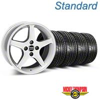 Silver 1995 Style Cobra R Wheel & Mickey Thompson Tire Kit- 17x8 (87-93; Excludes 93 Cobra) - AmericanMuscle Wheels KIT||28314||79531
