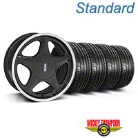 Black w/Machined Lip Pony Style Wheel & Mickey Thompson Tire Kit- 17x8 (87-93; Excludes 93 Cobra) - AmericanMuscle Wheels KIT||99377||79531