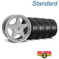 Silver w/Machined Lip Pony Style Wheel & Mickey Thompson Tire Kit- 17x8 (87-93; Excludes 93 Cobra) - AmericanMuscle Wheels KIT||99378||79531