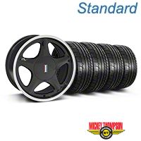 Black w/Machined Lip Pony Style Wheel & Mickey Thompson Tire Kit- 17x9 (87-93; Excludes 93 Cobra) - AmericanMuscle Wheels KIT||99380||79531