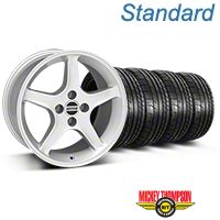 Silver 1995 Style Cobra R Wheel & Mickey Thompson Tire Kit- 17x9 (87-93; Excludes 93 Cobra) - AmericanMuscle Wheels KIT||28377||79531