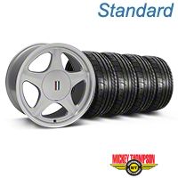 Silver w/Machined Lip Pony Style Wheel & Mickey Thompson Tire Kit- 17x9 (87-93; Excludes 93 Cobra) - AmericanMuscle Wheels KIT||99381||79531