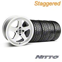 Staggered Silver SC Style Wheel & NITTO Tire Kit- 17x8/10 (87-93; Excludes 93 Cobra) - AmericanMuscle Wheels KIT||10091||28368||76004||76000