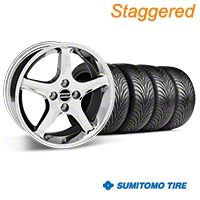 Staggered Chrome 1995 Style Cobra R Wheel & Sumitomo Tire Kit - 17x8/9 (87-93; Excludes 93 Cobra) - AmericanMuscle Wheels KIT||28312||28011||63010||63001