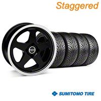Staggered Black SC Style Wheel & Sumitomo Tire Kit - 17x8/10 (87-93; Excludes 93 Cobra) - AmericanMuscle Wheels KIT||10090||28367||63010||63001