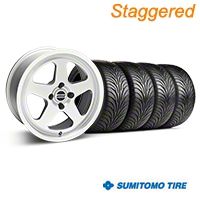 Staggered Silver SC Style Wheel & Sumitomo Tire Kit - 17x8/10 (87-93; Excludes 93 Cobra) - AmericanMuscle Wheels KIT||10091||28368||63010||63001
