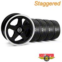 Staggered Black SC Style Wheel & Mickey Thompson Tire Kit- 17x8/10 (87-93; Excludes 93 Cobra) - AmericanMuscle Wheels KIT||79531||79532||10090||28367